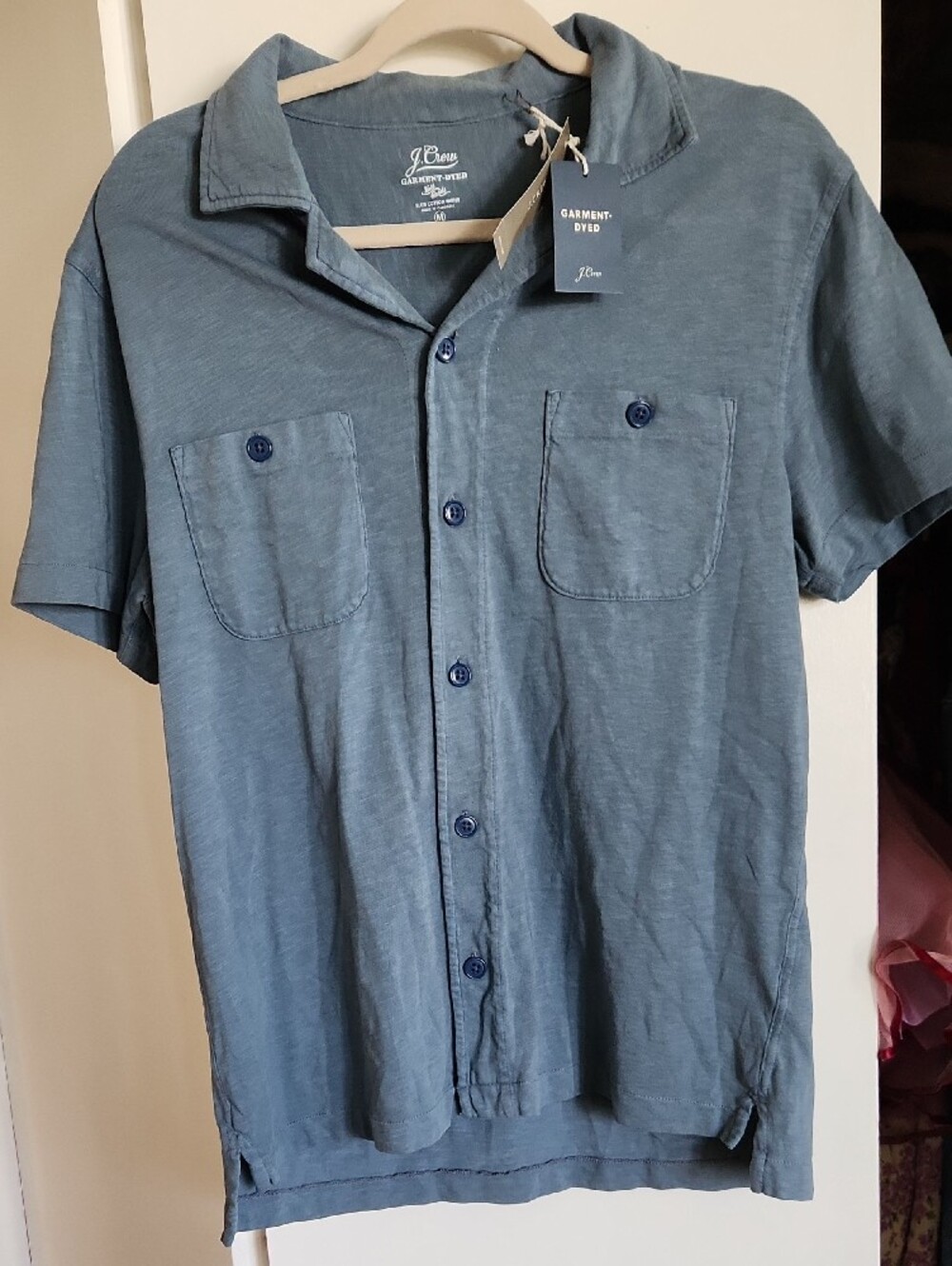 NWT! J. Crew men's Garment-Dyed Cotton Shirt - Slate Gray Blue Sz M